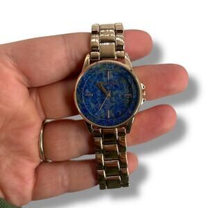 Anne Klein Gold & Blue Gemstone Dial Bracelet Watch Blue Lapis